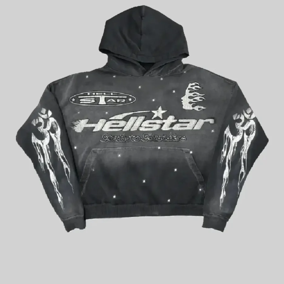 Black Vintage Hellstar Racer Hoodie