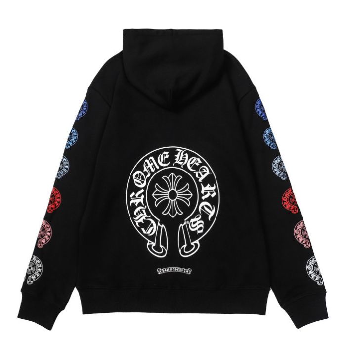 Chrome Hearts Floral Sleeve Zip-Up Hoodie Black